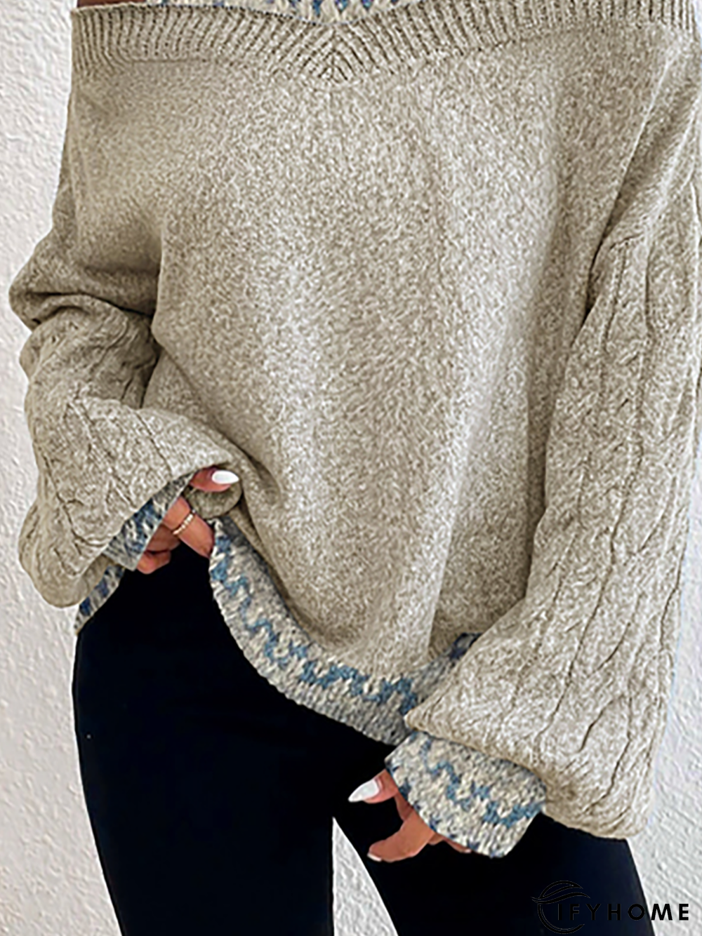 Turtleneck Casual Geometric Tunic Sweater Knit Jumper | IFYHOME