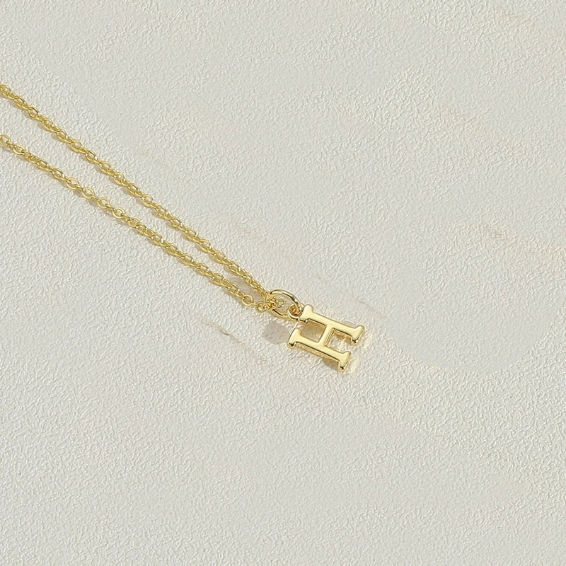 Copper 14K Gold Plated Minimalist Letter Copper Pendant Necklace
