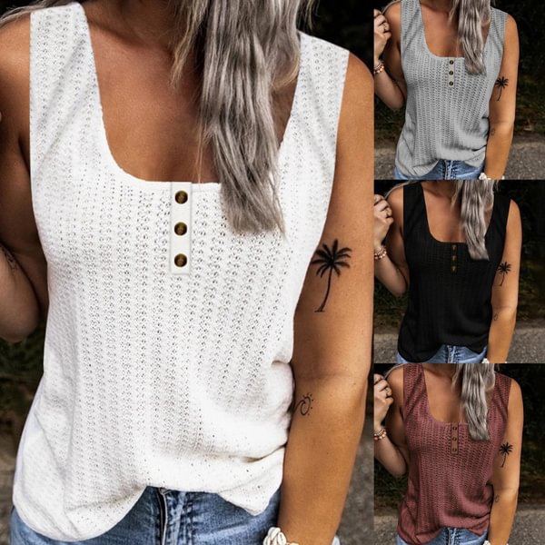 Womens Summer Clothing Plus Size Cami Tank Tops Casual Sleeveless Halter Top Solid Color Camisole Ladies Fashion Off Shoulder Button-down Shirts Loose Blouse - Shop Trendy Women's Fashion | TeeYours