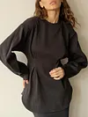 Knitted Long Sleeve Ruffled Top&Skirt Solid Color Urban Suit