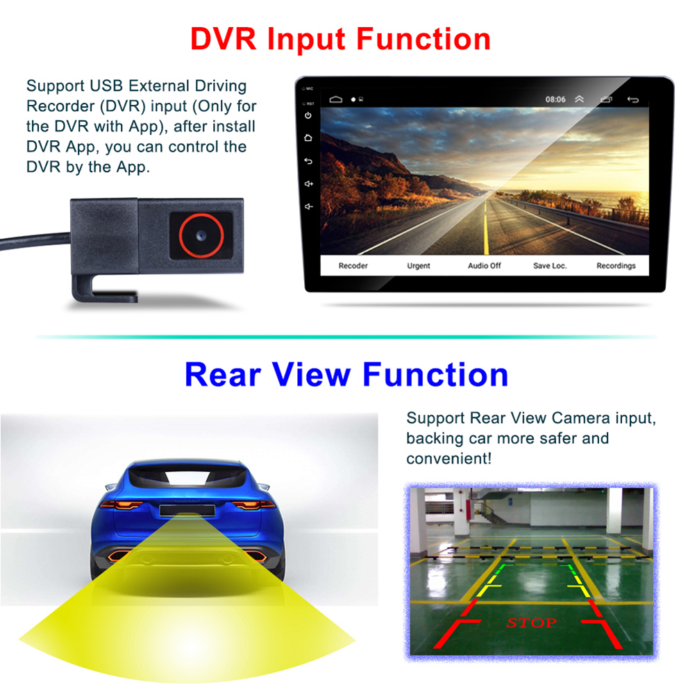 

10.1 inch Android 9.1 Car Stereo with GPS WiFi Bluetooth Mirror Link 2G+32G, W/ cam, 501 Original