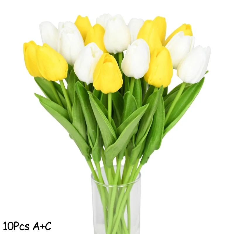 10PCS Tulip Artificial Flower Real Touch Artificial Bouquet Fake Flower for Wedding Decoration Flowers Home Garden Decor