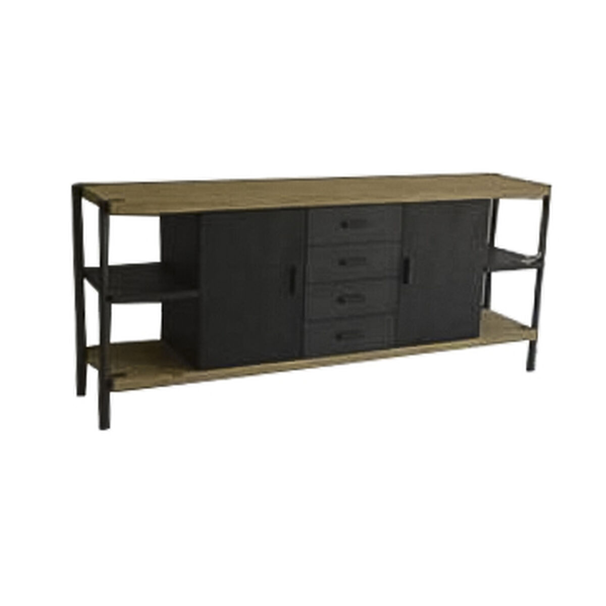 Sideboard Home ESPRIT Black Natural Metal Fir 180 x 45 x 80 cm 186 x 45 x 80 cm