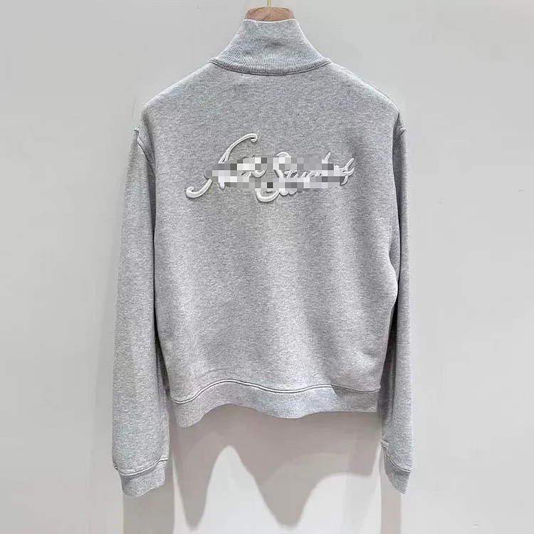 Winter New Women's  Embroidery Zipper Sweatshirts Stylish Sweet High Neck Loose Hoodie 