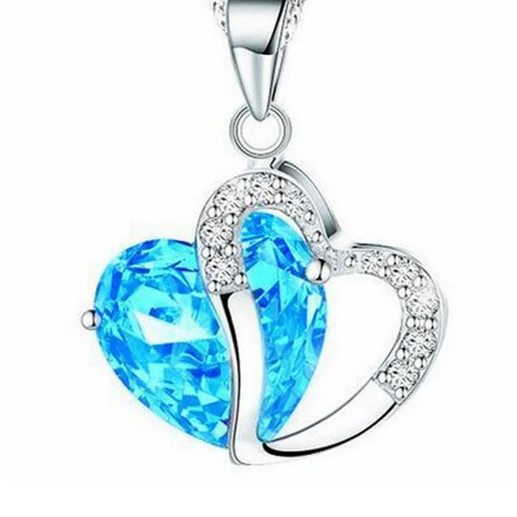 2023 Sell Like Hot Cakes 6 Colors Top Class Lady Fashion Heart Pendant Necklace Crystal Jewelry New Girls