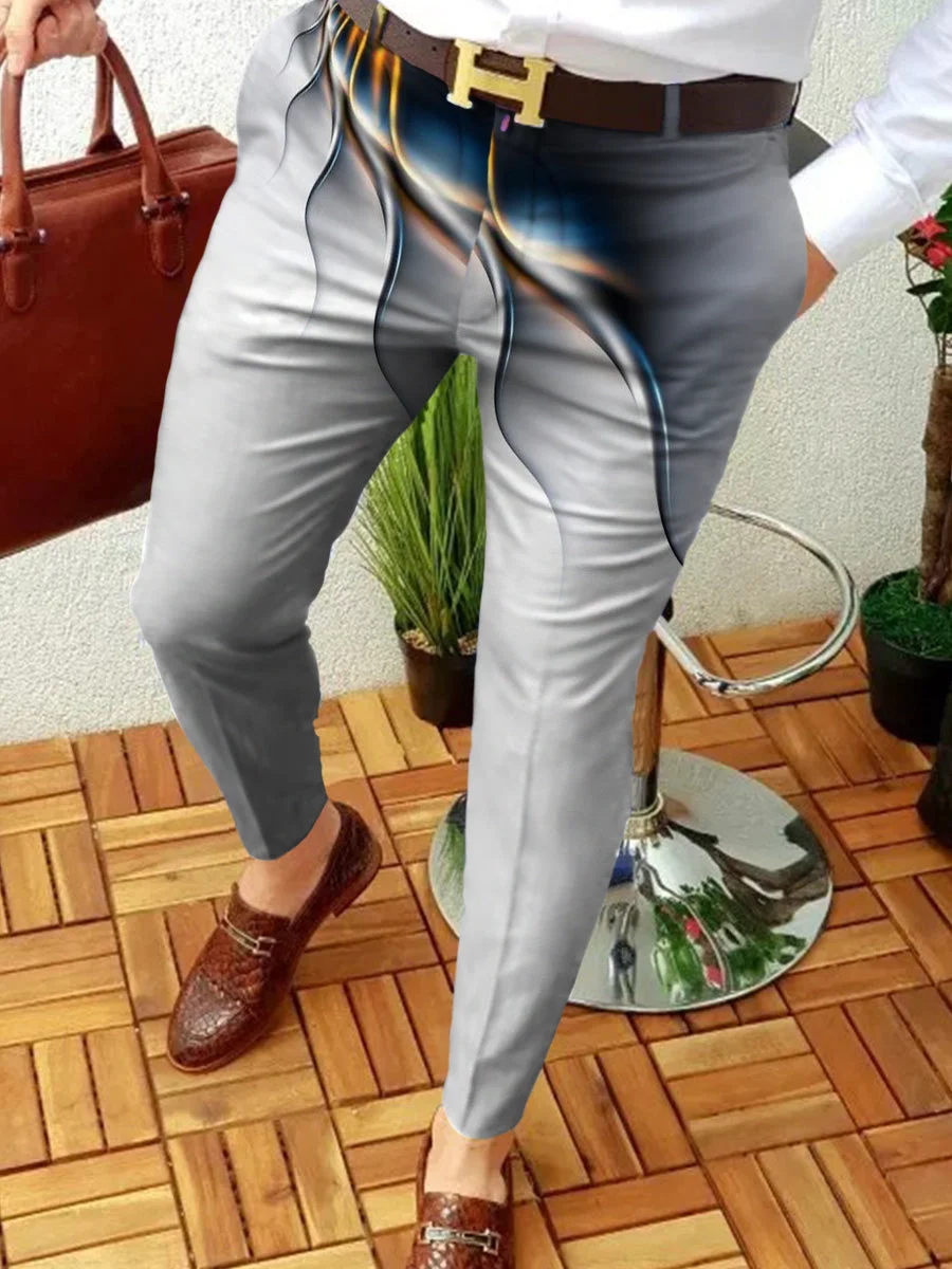 Men's Gradient Lightning Print Suit Pants