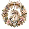 DIY White Horse Pearl Art Diamond Painting Wreath Pendant