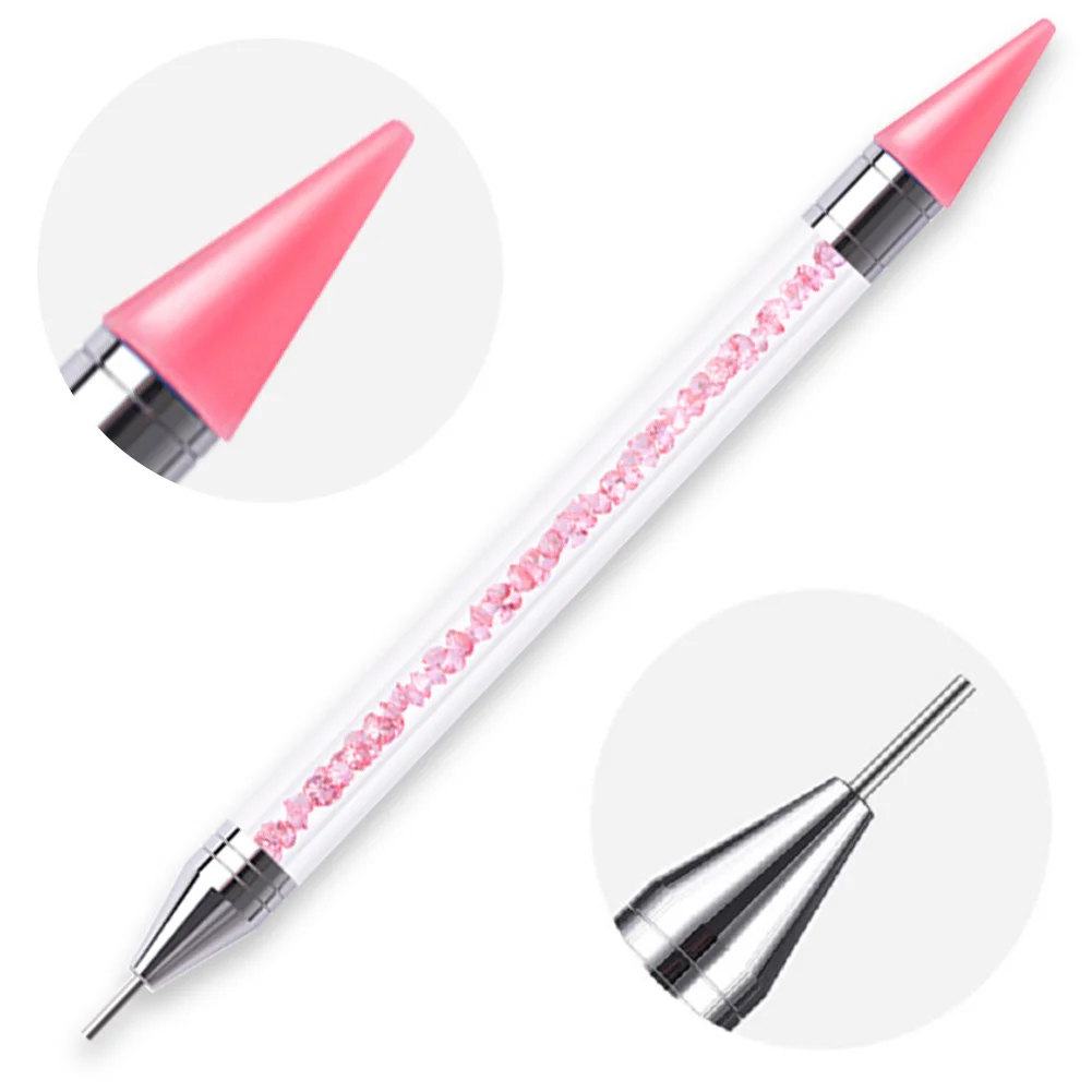 Dual Heads Acrylic Dotting Wax Pen Point Drill Picker Nail Art Studs Dotter