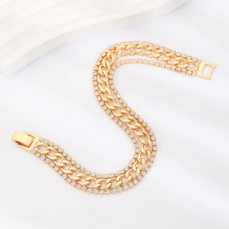 Three-layer Rhinestone  Chain Bracelet