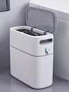Trash Can Narrow Garbage Container Bin with Press Type Lid for Bathroom Kitchen