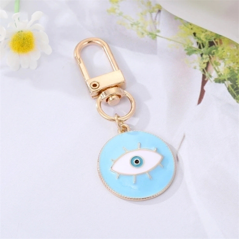 5 Pieces Fashion Colorful Oil Eyelash Eye Keychain Drill Patch Pendant Accessories