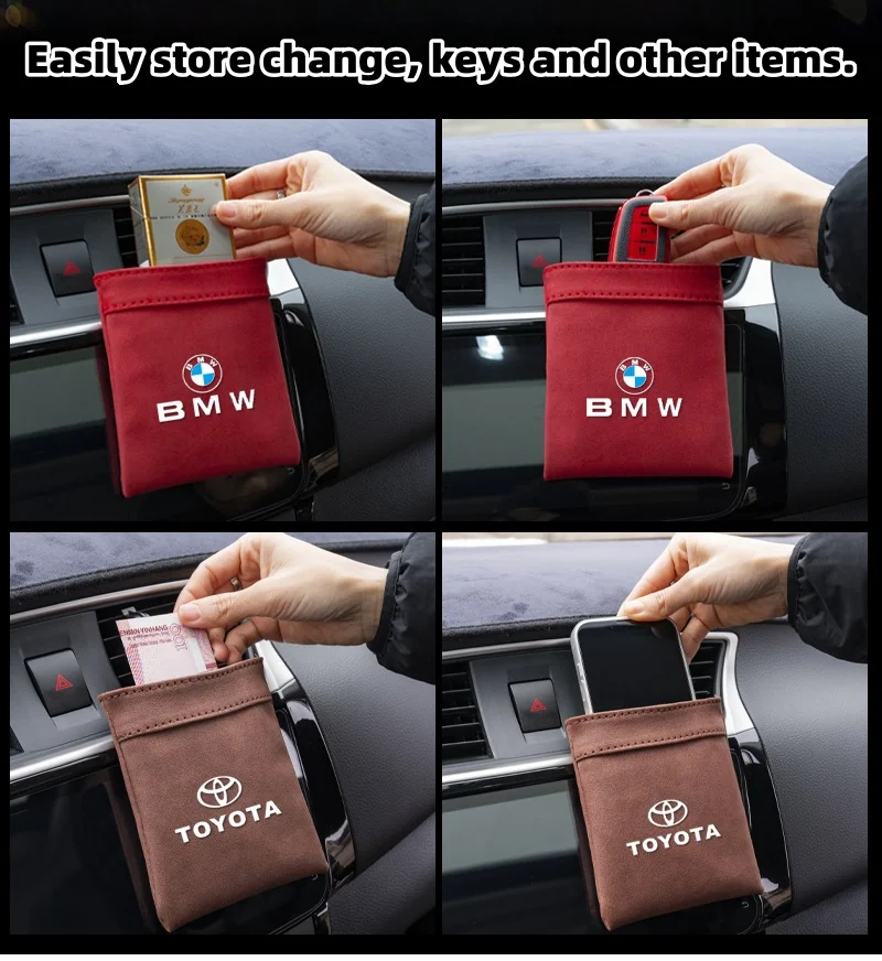 Car air conditioning outlet suede storage box (with independent car logo)