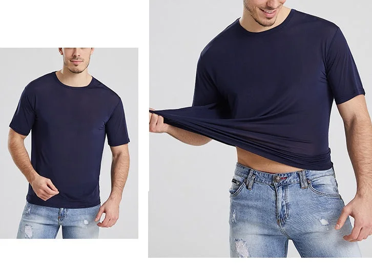Men Mulberry Silk Crew T-shirt, 100% Silk