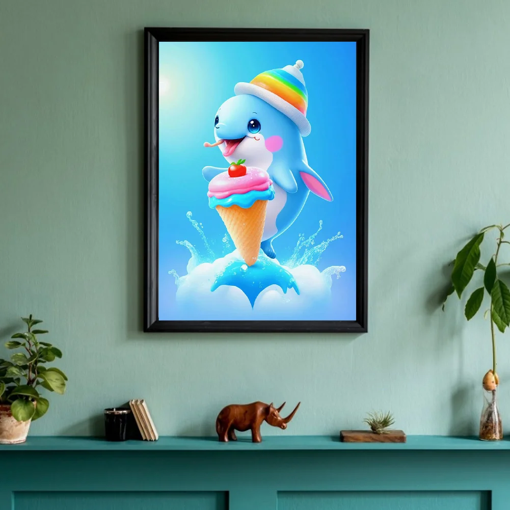 Full Round Diamond Painting 30*40cm - Active Little Dolphin