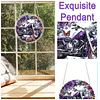 (18.5cm)DIY Acrylic Jigsaw Puzzle Window Hanging with Hanging Chain DIY Stained Glass Decoration Round Window Puzzle Decor for DIY Craft Project (Flower Motorbike)