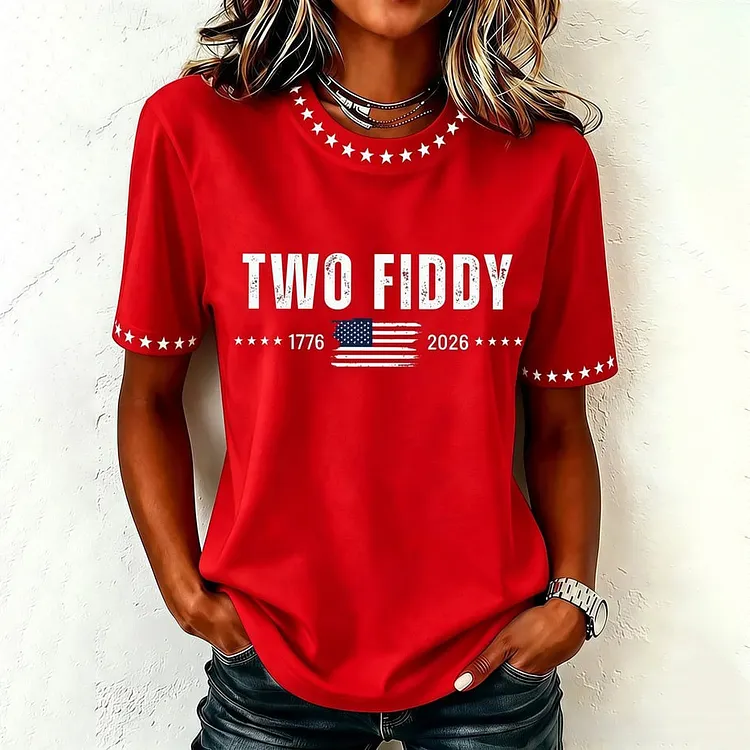 Women's Independence Day Print Crew Neck Short Sleeve Casual T-shirt