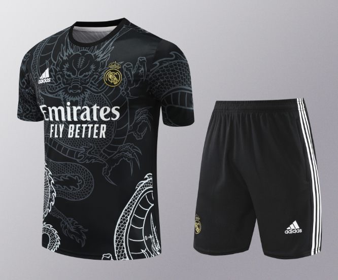 24/25 Real Madrid Training Kit Short Sleeve Black Football Shirt Thai Quality