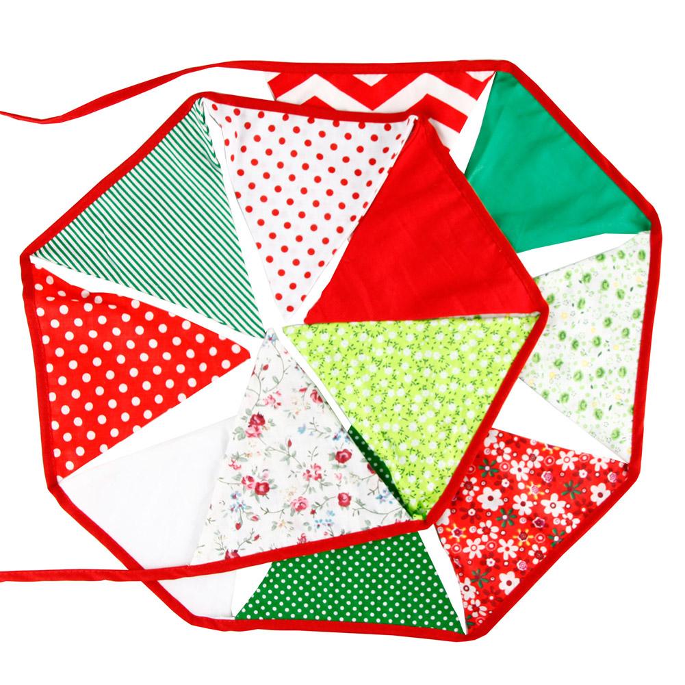 

3.2m Christmas Hanging Colorful Flags Cotton Cloth Pennant Tree Party Decor, 501 Original