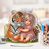 DIY Tiger and Girl Acrylic Diamond Painting Tabletop Ornaments