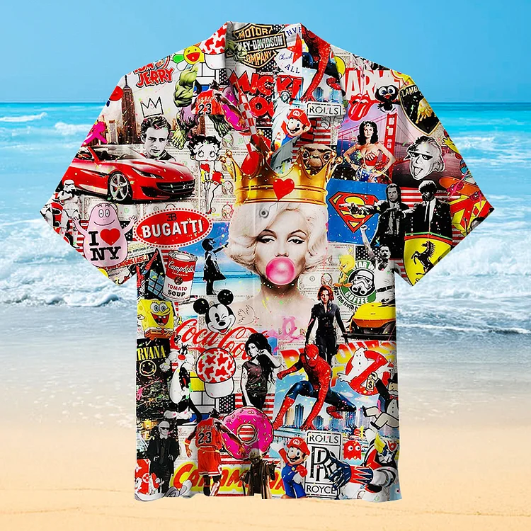 Marilyn Monroe Graffiti collage|Unisex Hawaiian Shirt