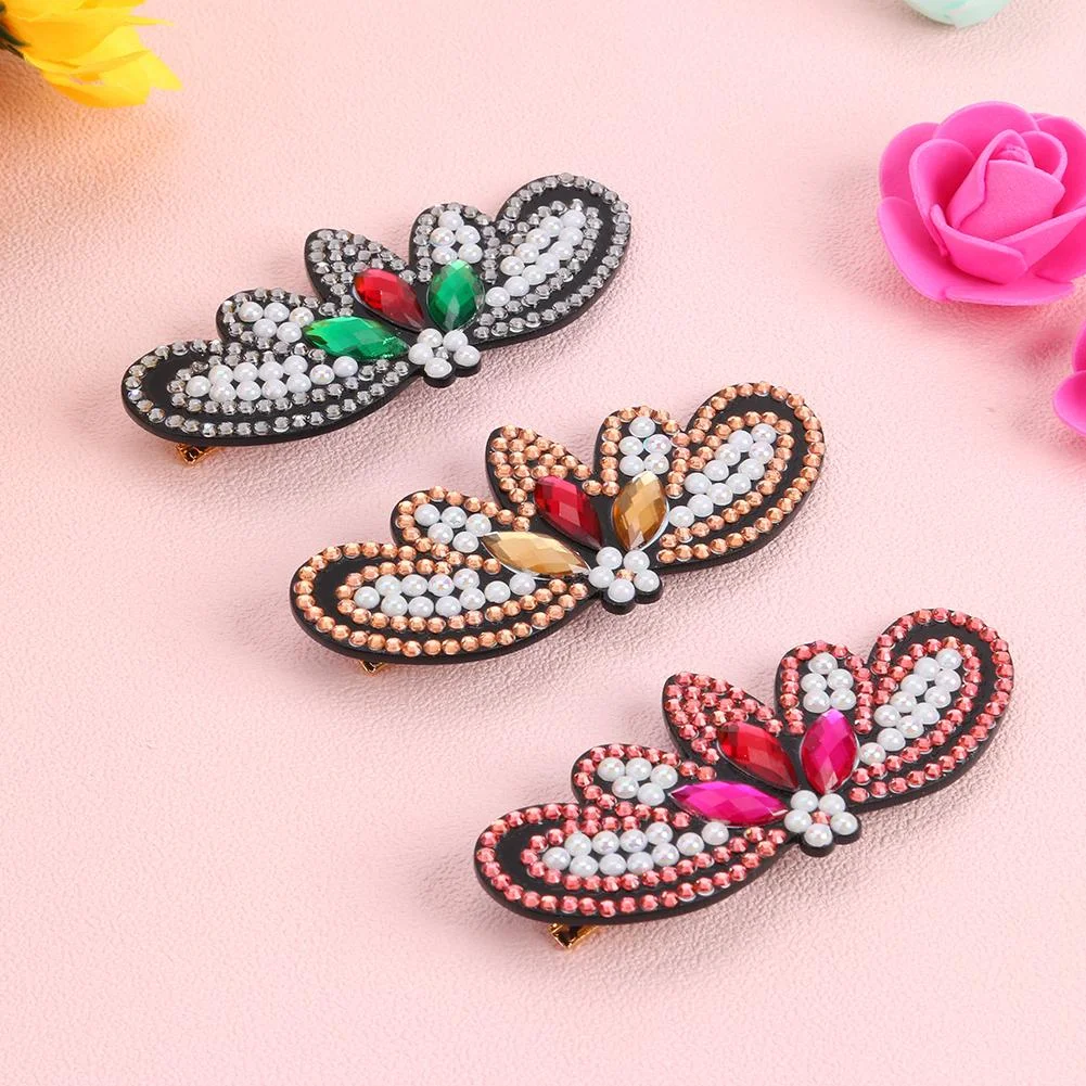 3pcs Butterfly Rhinestone Hair Clip DIY Crystal Bowknot Barrettes