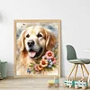 Golden Retriever And Flowers-11CT Stamped Cross Stitch 40*50cm/15.75*19.69in