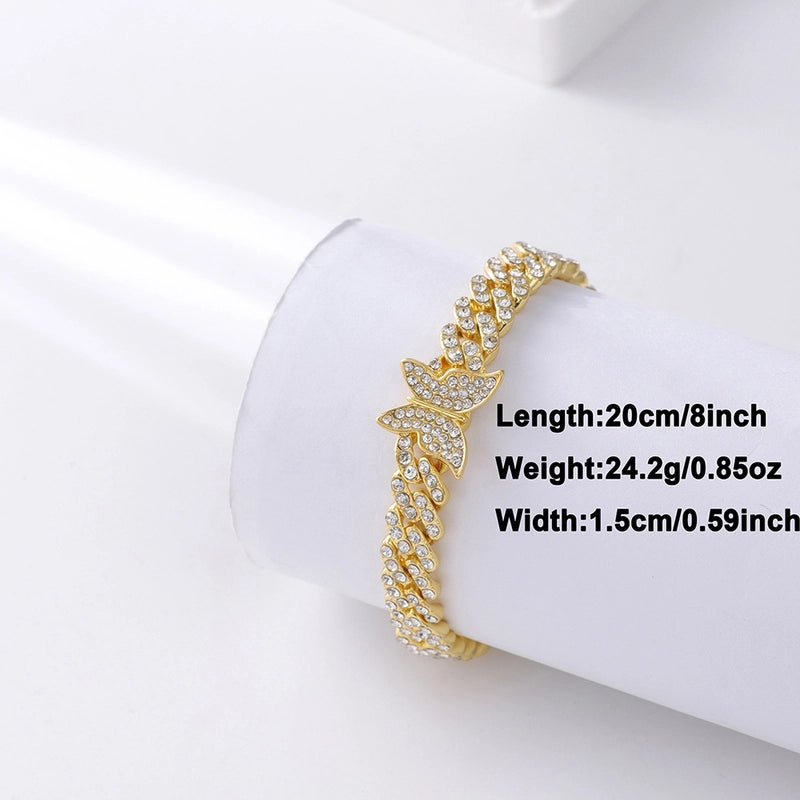 Xiyin Hip Hop Cuban Link Chain Diamond Bracelet Anklet Necklace Men And Women Hiphop Straight