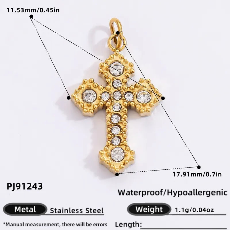 1 Piece 11.34*11.08mm 24.65*13.62mm 4.29*24.15mm 304 Stainless Steel Zircon 18K Gold Plated Tree Heart Shape Candy Jewelry Accessories Pendant