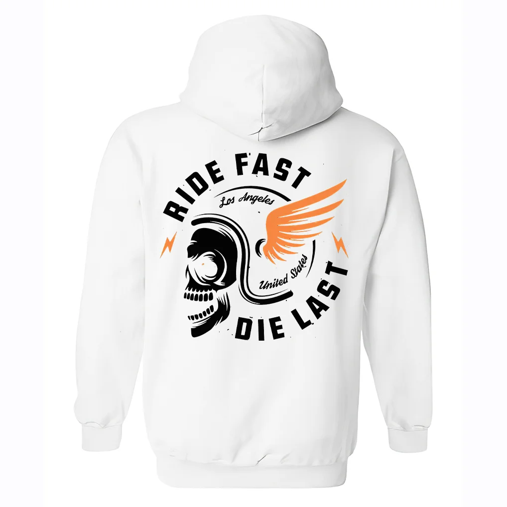 Ride Fast Die Last Skull Printed Men's Hoodie