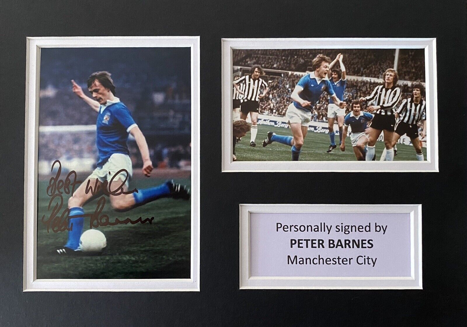 Peter Barnes Genuine Signed Manchester City Photo Poster painting In A4 Mount Display