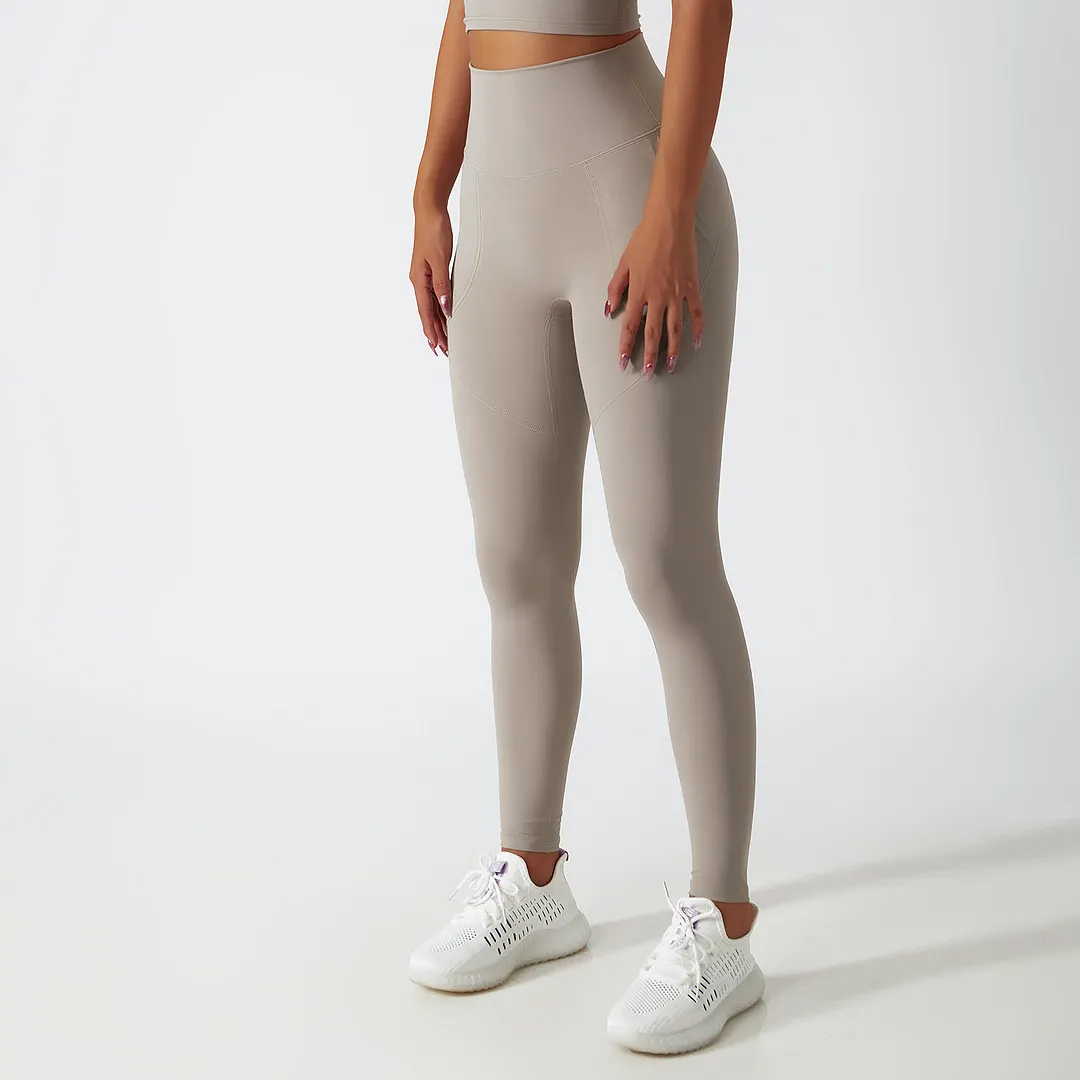 Buy Oat Milk different colors and types of high rise no camel toe squat proof butt lifting non see through lightweight buttery soft ethical yoga pants eco friendly on Hergymclothing