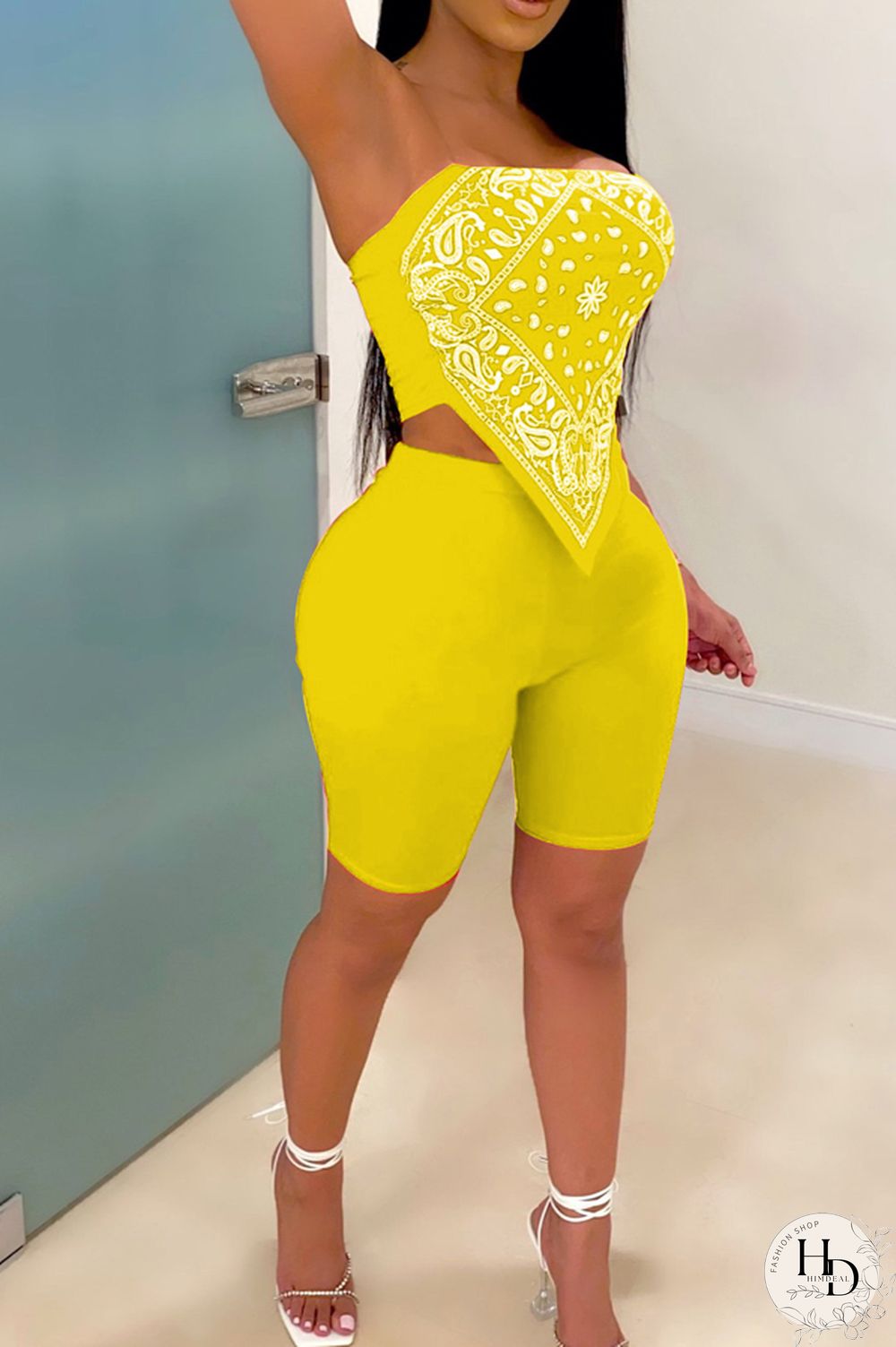 Red Sexy Print pencil Sleeveless Two Pieces