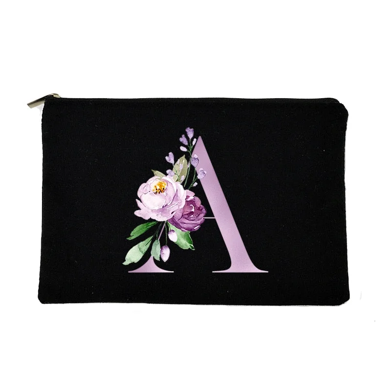 Bridesmaid Makeup Cases Flowers Letters Printed Cosmetic Bags Bachelorette Party Toiletries Organizer Pouch Bride Wedding Gifts