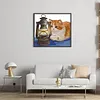 Orange Cat and Kerosene Lamp Partial Stamped Cross Stitch Kit 14CT 2 Strands 42x38cm