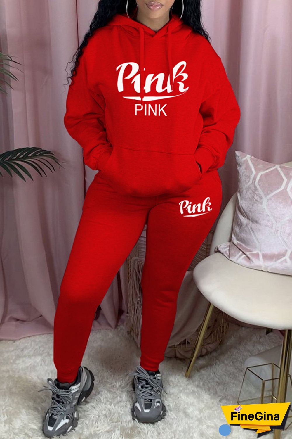 Black Casual Letter Print Basic Hooded Collar Long Sleeve Two Pieces