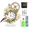 (US Local)Acrylic Special Shape Flower Bird Diamond Painting Clock Ornaments Kit