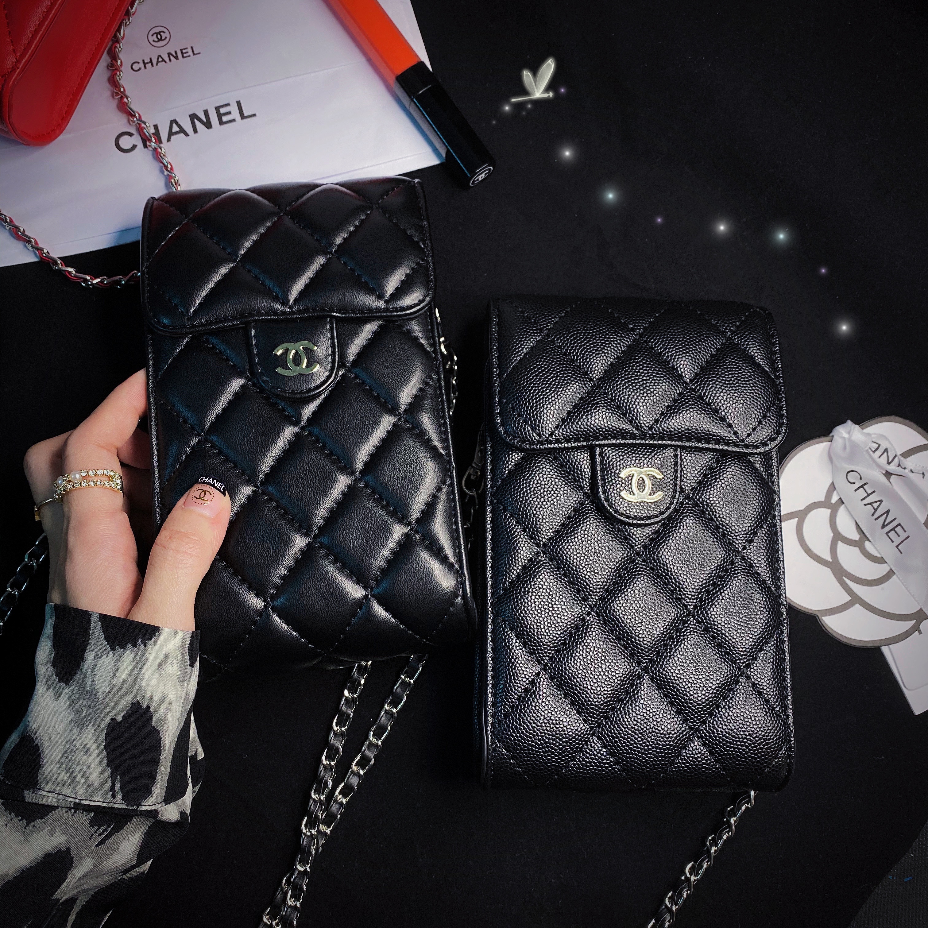 Chanel Luxury Genuine Leather Crossbody Phone Bag Elegant Tote Bag