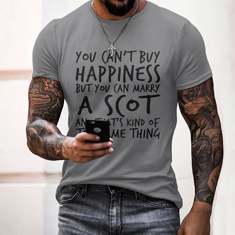 Scoltand Print Short Sleeved Casual T-Shirt