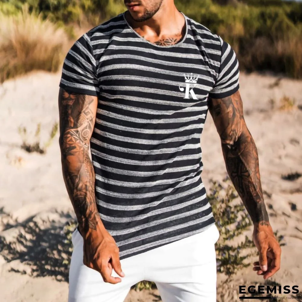 Men's Casual Round Neck Short Sleeve Digital Printing Slim Pullover Men's T-shirt | EGEMISS