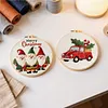 4pcs Christmas-DIY Embroidery Kit with Pattern Cotton Threads Needles Hoop Scissor 30*30cm tapestrymarket