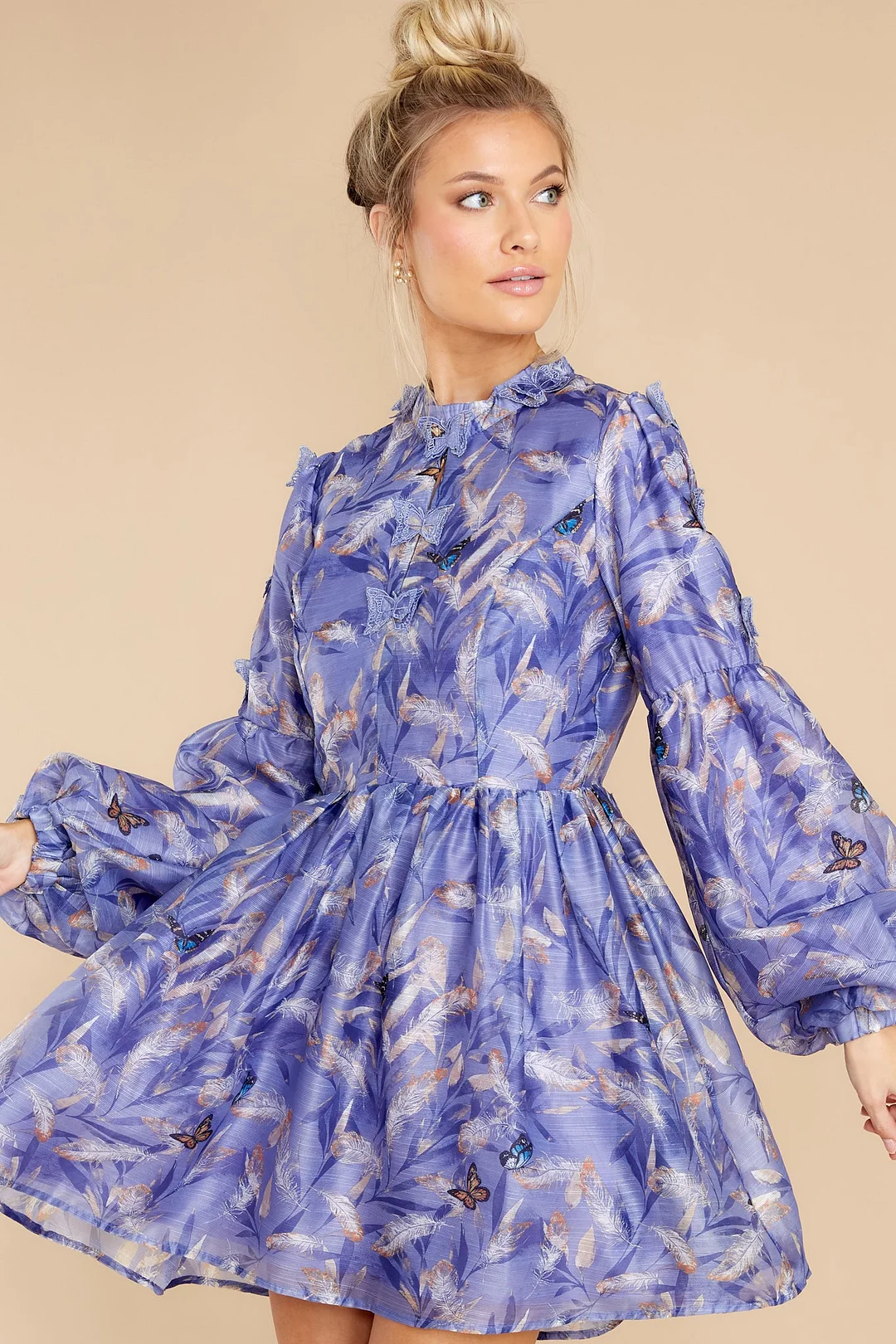 Give Him Butterflies Periwinkle Multi Print Dress