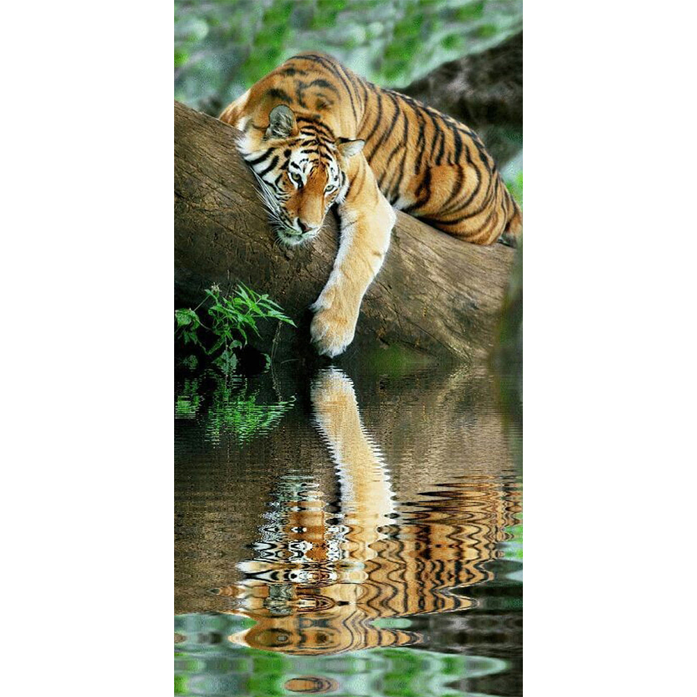 

Waterside Tiger - Round Drill Diamond Painting - 40*80CM (Big Size), 501 Original