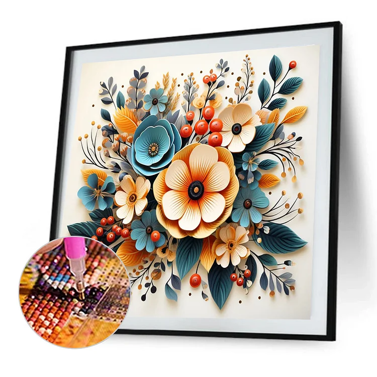 Stained Glass Flowers - Full Round - Diamond Painting (30*40cm)