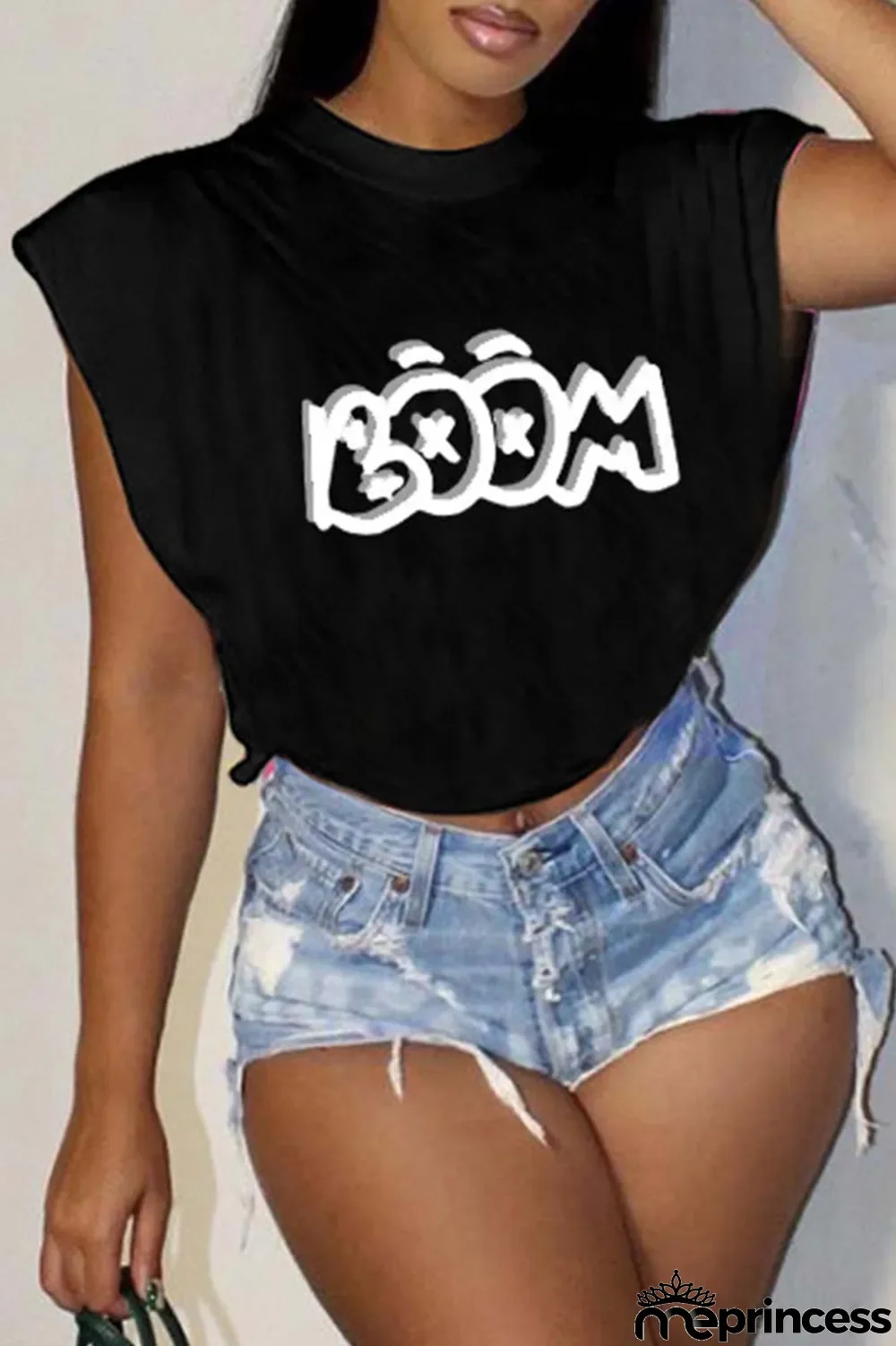 Rose Red Casual Letter Print Patchwork O Neck T-Shirts