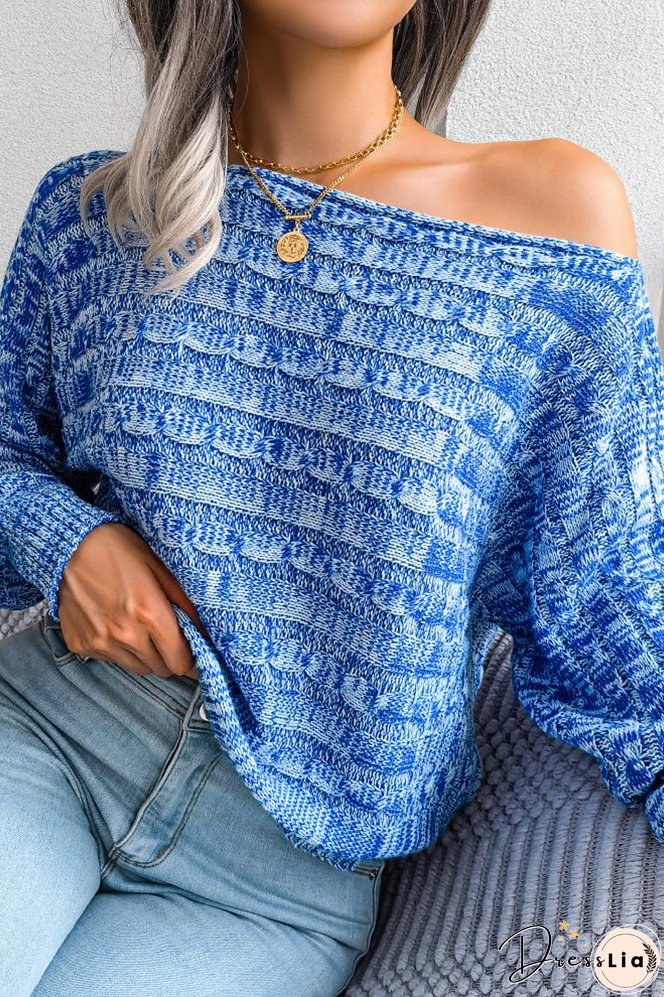 Cable Knit Wide Shoulder Short Length Sweaters Top