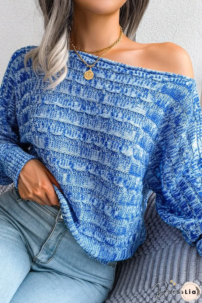 Cable Knit Wide Shoulder Short Length Sweaters Top