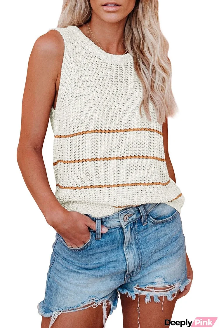 Knit Tank Top with Stripes