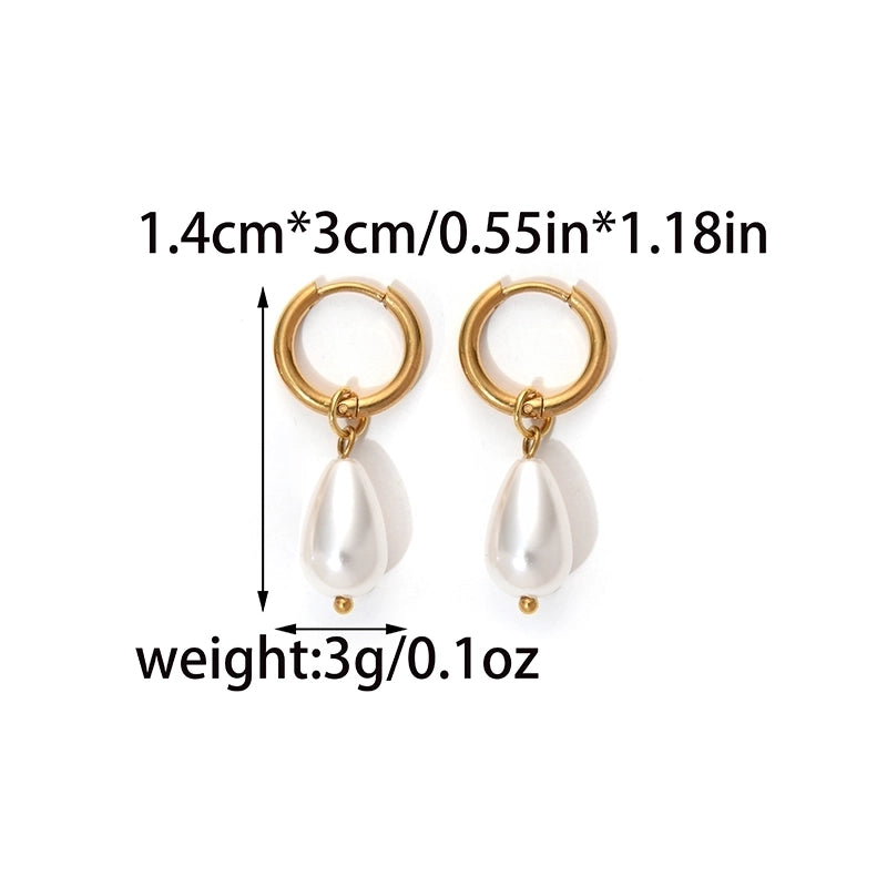 1 Pair Classical Cute Baroque Style Geometric 304 Stainless Steel Imitation Pearl 14K Gold Plated Drop Earrings