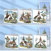 6pcs Diamond Painting Cross Church Greeting Card Set with Envelope Daily Wishing Cards for Birthdays Thanksgiving & Special Occasion