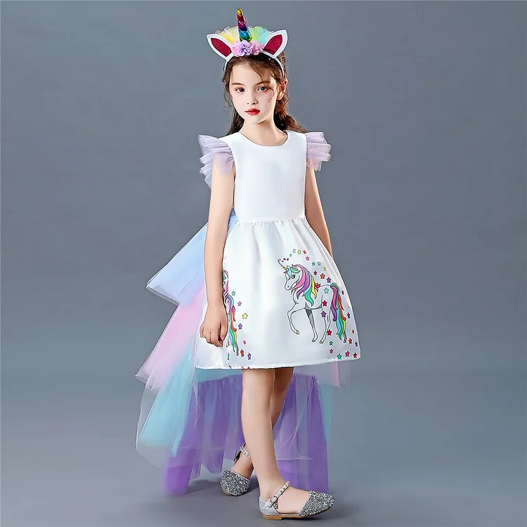 Unicorn Tutu Dress Girls Princess Halloween Dress Up-elleschic